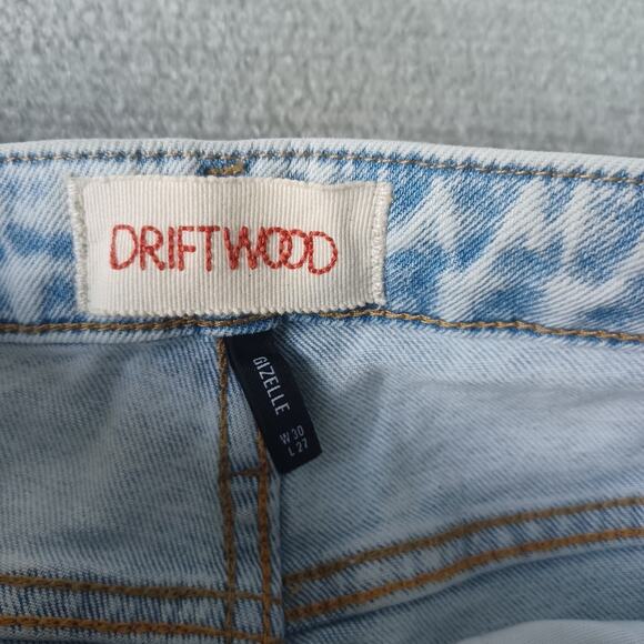 Driftwood Gizelle Jeans Womens 30x27 Blue Embroidered Distressed Boho Light Wash - Picture 4 of 13